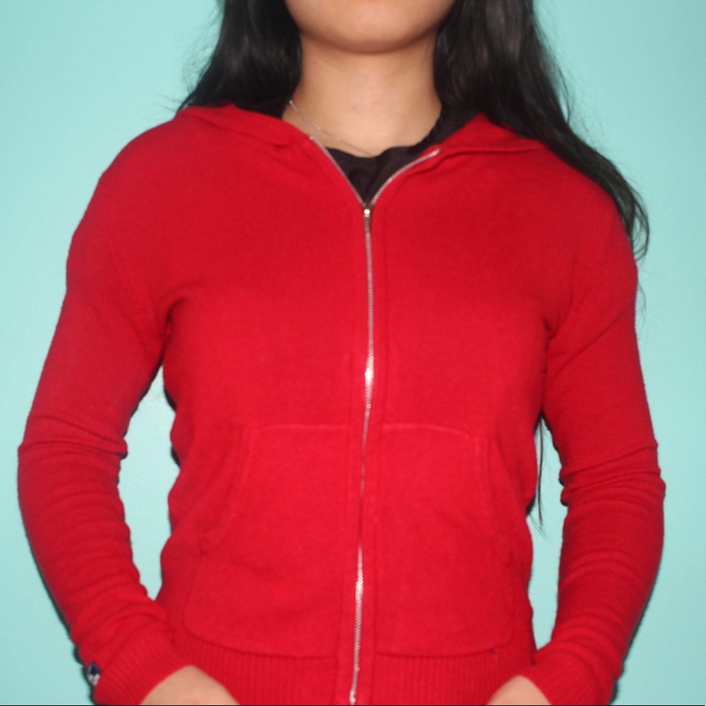 ❤️Red sweater zipper hoodie size S Blue Asphalt